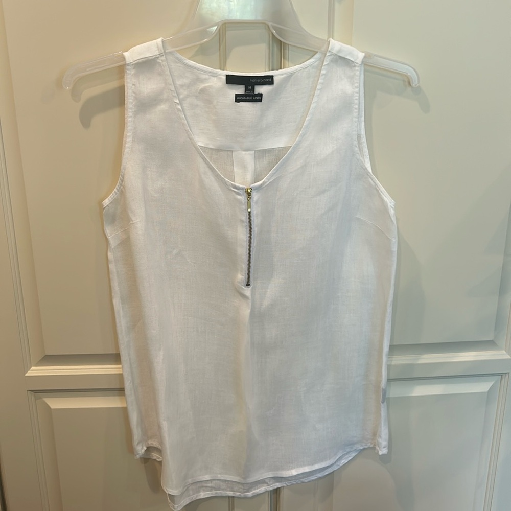 Hervé Benard sleeveless Linen blouse with zip